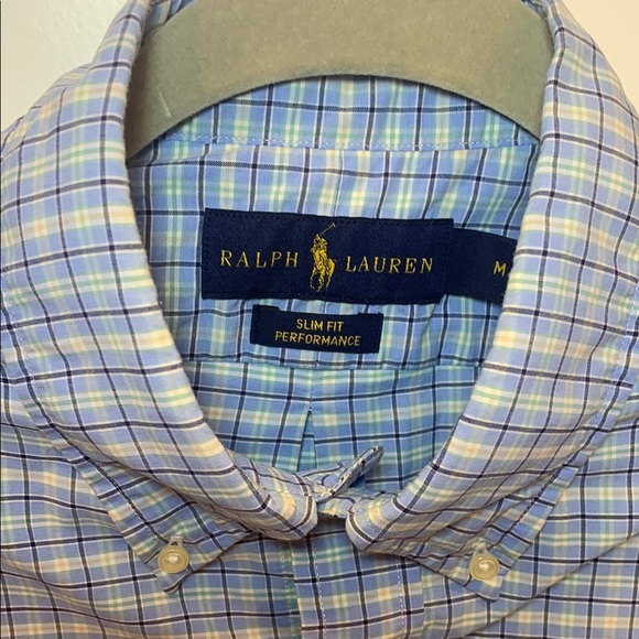 Men's Ralph Lauren Slim Fit Performance Baby Blue Checkered Shirt - Picture 4 of 12